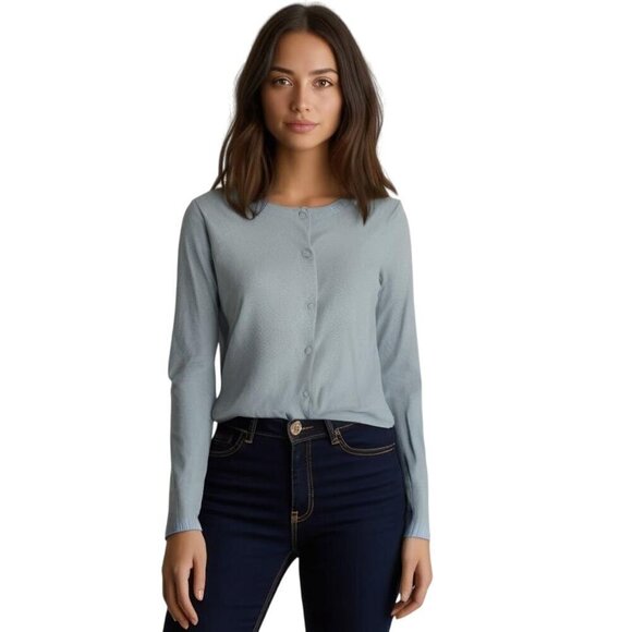 New York & Company Light Button Up Cardigan Sweater Size M - Picture 1 of 8